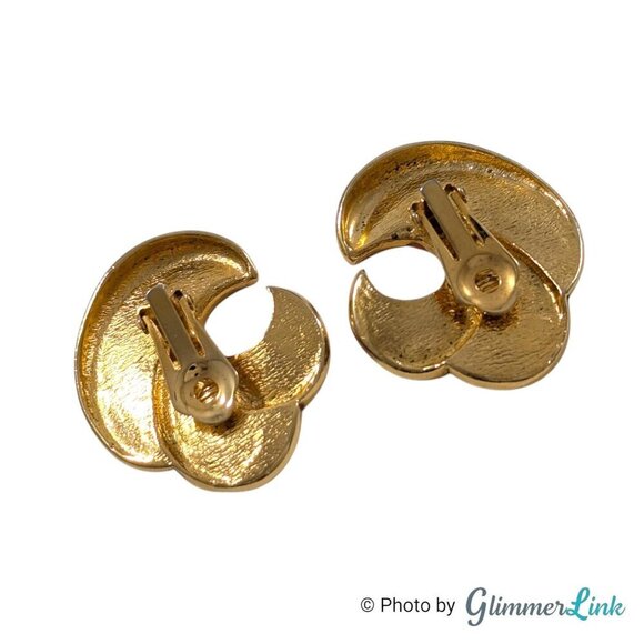 VTG 90s Avon Swirl of Color Swirl Pink Purple Enamel Gold Tone Clip On Earrings - Picture 7 of 12